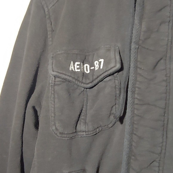 🟢🧥 Aeropostale Faded Black Jacket Hoodie Fully Lined Size M - Picture 7 of 8